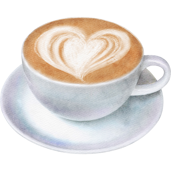 Taza de café con arte latte